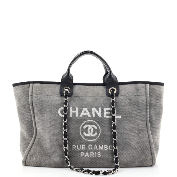 Chanel Grey Fabric Medium Deauville Tote