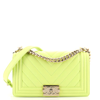 Chanel Boy Flap Bag Chevron Calfskin Old Medium
