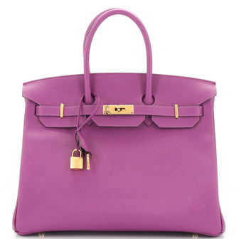 Hermes Birkin Handbag Purple Epsom with Gold Hardware 35