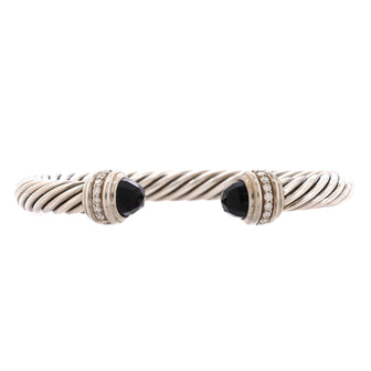 David Yurman Cable Classic Bracelet Sterling Silver with Onyx and Diamonds 7mm