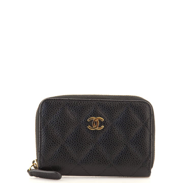 Chanel CC Zip Coin Purse Quilted Caviar Small