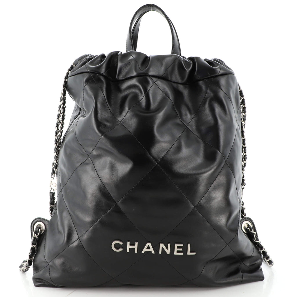 Chanel 22 Chain Backpack Quilted Calfskin Large Black 2271572