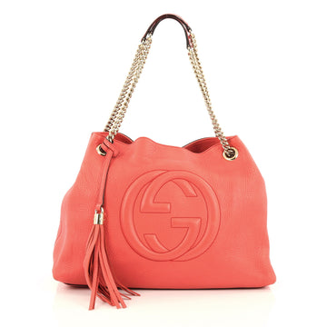 Gucci Soho Shoulder Bag Chain Strap Leather Medium Pink