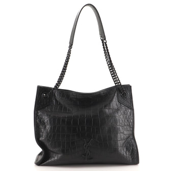 Saint Laurent Niki Shopping Tote Crocodile Embossed Leather Medium