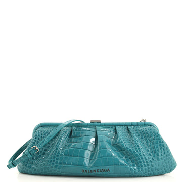 Balenciaga Cloud Clutch Crocodile Embossed Leather XL