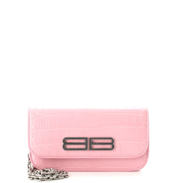 Balenciaga Gossip Wallet on Chain Crocodile Embossed Leather