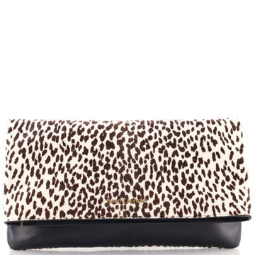 Saint Laurent Letters Fold Over Clutch Printed Pony Hair with Leather