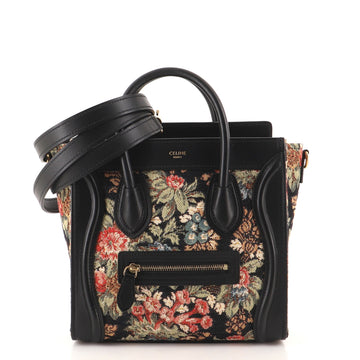 Celine Luggage Bag Printed Jacquard and Leather Nano