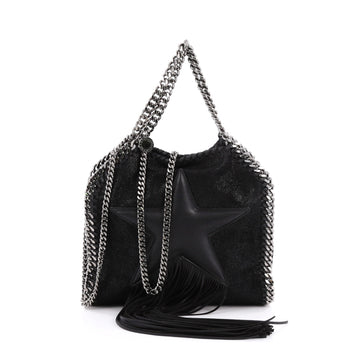Stella McCartney Falabella Fringe Star Fold Over Crossbody Bag Shaggy Deer Mini black