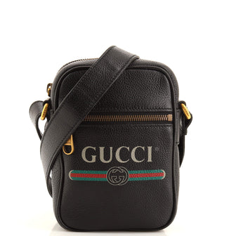 Gucci Logo Zip Messenger Bag Printed Leather Mini