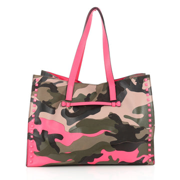 Valentino Rockstud Open Tote Camo Leather and Canvas 1771501