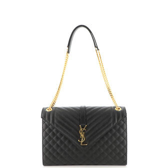 Saint Laurent Classic Monogram Envelope Satchel Mixed Matelasse Leather Large