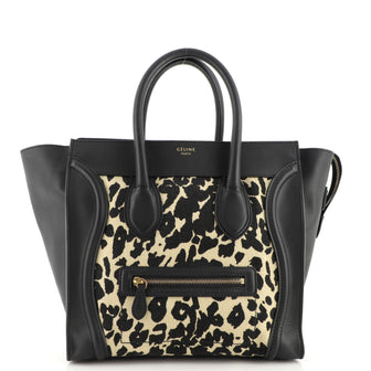 Celine Luggage Bag Printed Canvas and Leather Mini