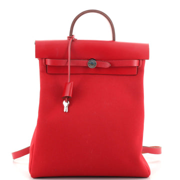 Hermes Herbag A Dos Zip Backpack Toile and Leather