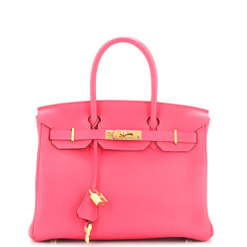 Hermes Birkin Handbag Pink Clemence with Gold Hardware 30