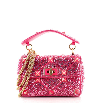 Valentino Roman Stud Flap Bag Embellished Suede Medium
