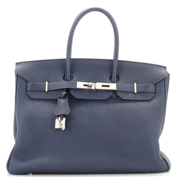 Hermes Birkin Handbag Blue Fjord with Palladium Hardware 35