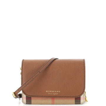 Burberry Hampshire Wallet on Chain Leather and House Check Canvas