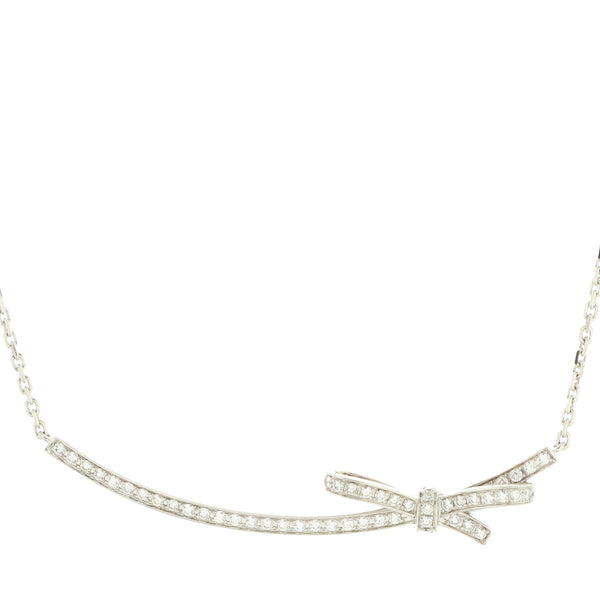 Ruban Pendant Necklace 18K White Gold and Diamonds