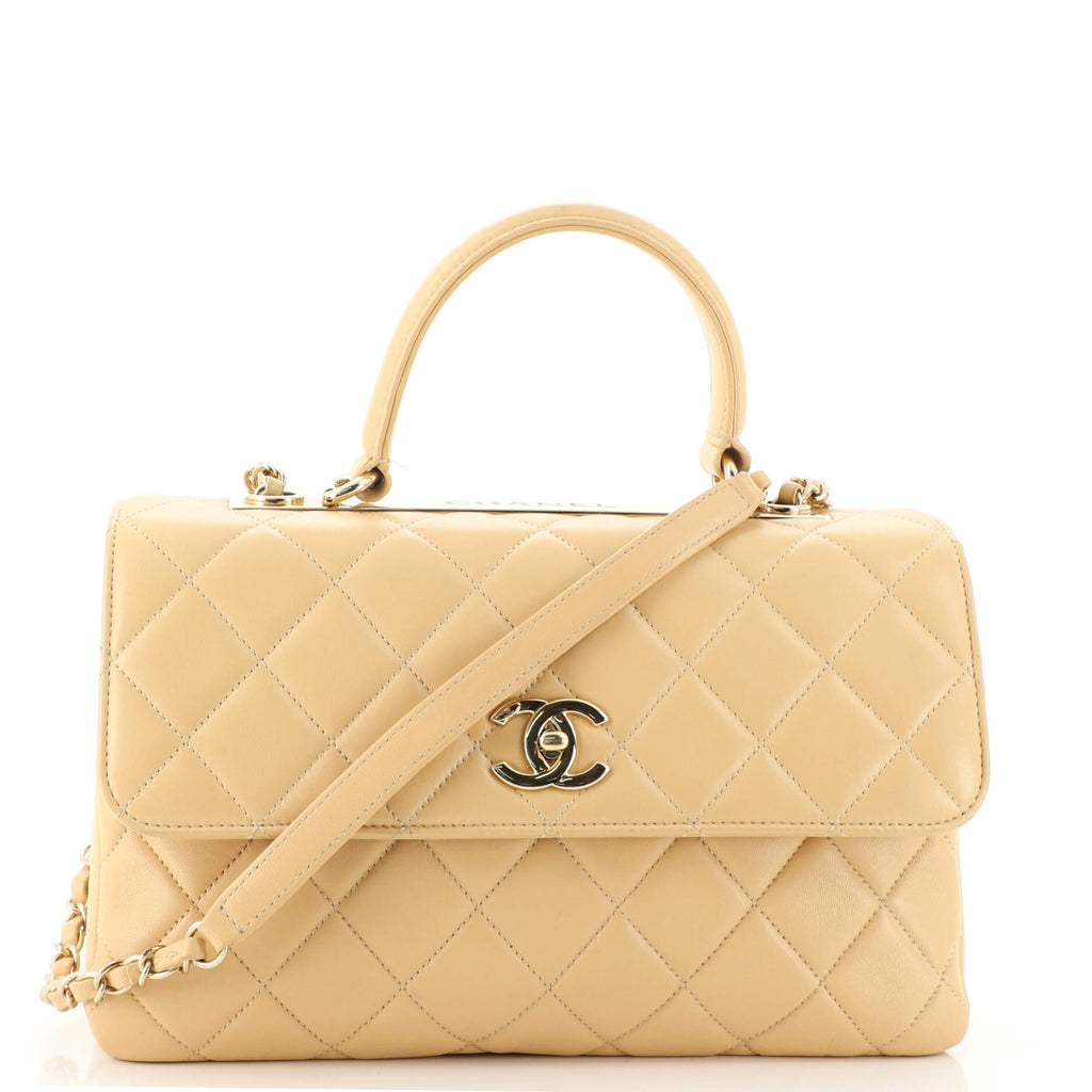 Chanel Trendy CC Top Handle Bag Quilted Lambskin Medium Neutral 1772181