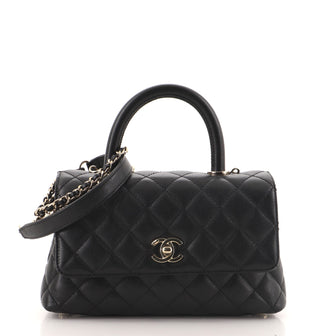 Chanel Coco Top Handle Bag Quilted Caviar Mini