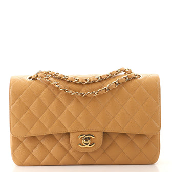 Chanel Vintage Classic Double Flap Bag Quilted Caviar Medium