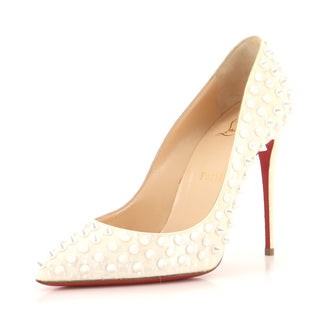 Christian Louboutin Women's Follies Spikes Pumps Spiked Glitter Leather 100