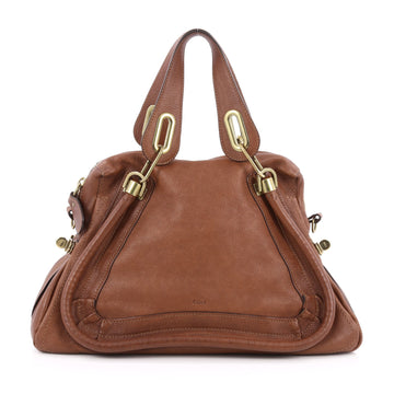Chloe Paraty Top Handle Bag Leather Medium Brown