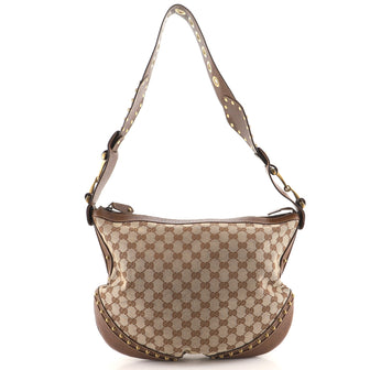 Gucci Pelham Web Hobo Studded GG Canvas Medium