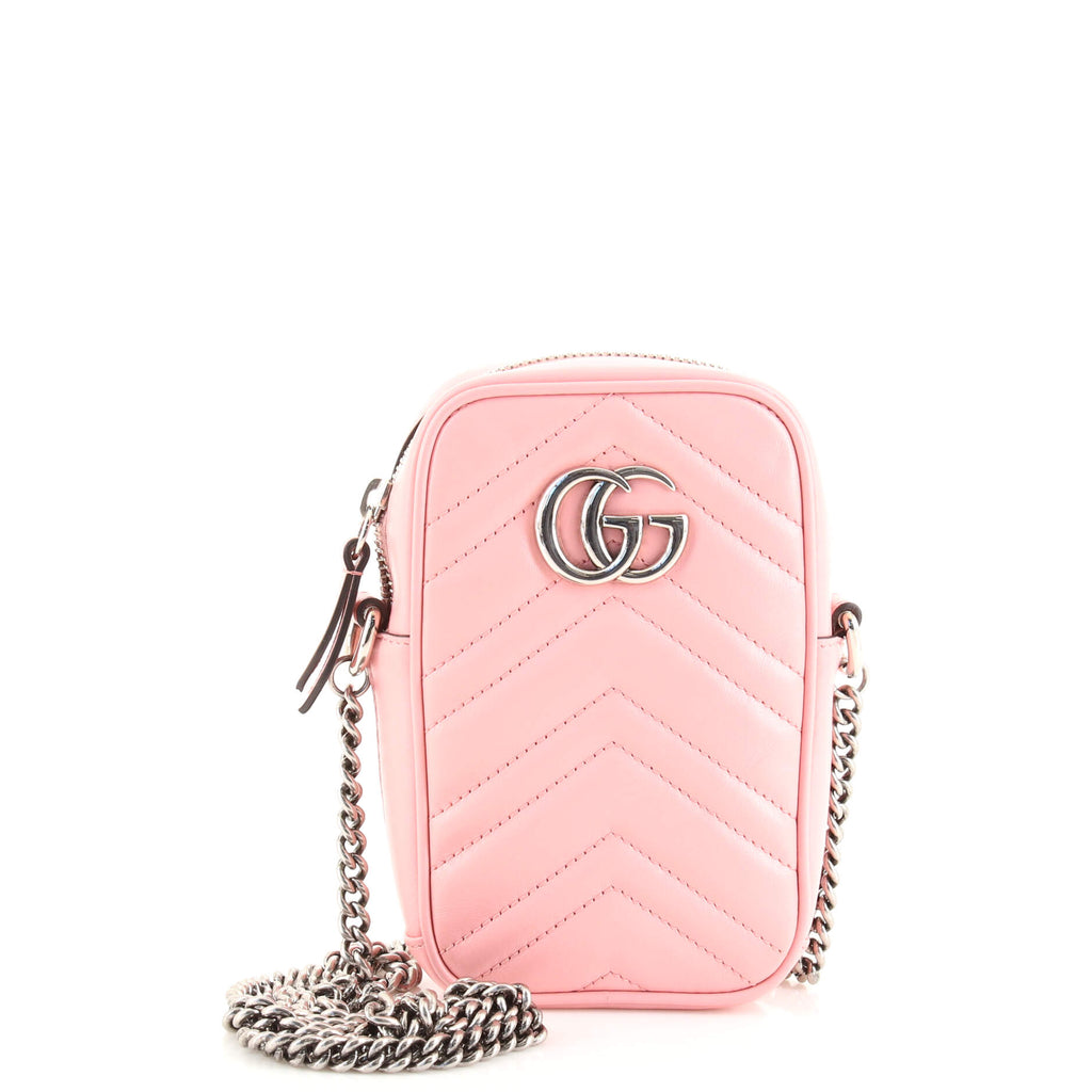 GUCCI ボディバッグ ピンク Gucci GG Marmont Vertical Phone Crossbody Bag Matelasse Leather