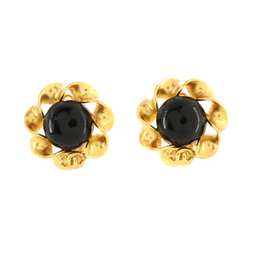 Chanel Vintage CC Round Button Clip-On Earrings	 Metal and Resin