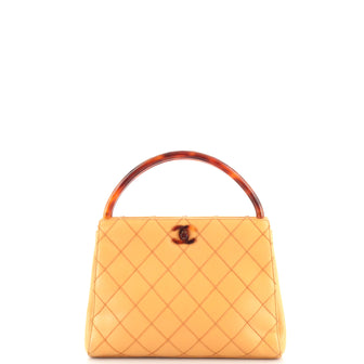 Chanel Vintage Resin Top Handle Bag Quilted Lambskin Small