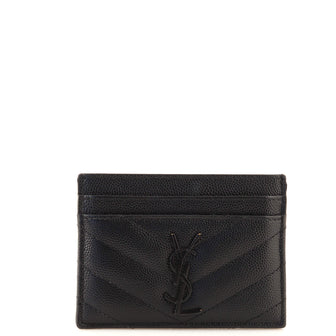 Saint Laurent Classic Monogram Card Holder Matelasse Chevron Leather