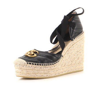 Gucci Women's GG Marmont Wedge Espadrilles Matelasse Leather