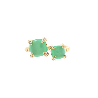 David Yurman Bypass Chatelaine Ring 18K Yellow Gold with Chrysoprase and Diamonds