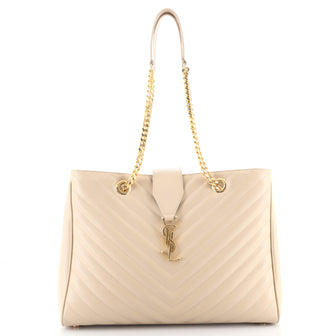 Saint Laurent Classic Monogram Shopper Matelasse Chevron Leather Large