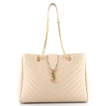 Saint Laurent Classic Monogram Shopper Matelasse Chevron Leather Large