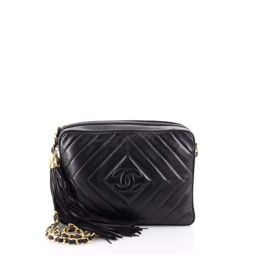 Chanel Vintage Diamond CC Camera Bag Quilted Leather Medium