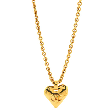 Chanel Vintage CC Heart Pendant Long Necklace Metal XL