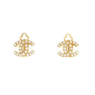 Chanel Vintage CC Clip-On Earrings Metal with Crystals