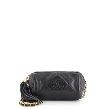 Chanel Vintage Diamond CC Barrel Bag Quilted Leather Mini