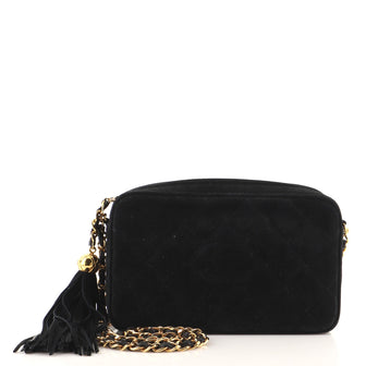 Chanel Vintage Diamond CC Camera Bag Quilted Suede Small