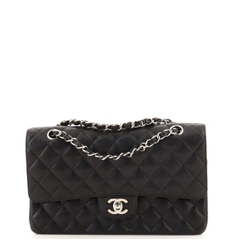 Chanel Vintage Classic Double Flap Bag Quilted Caviar Medium