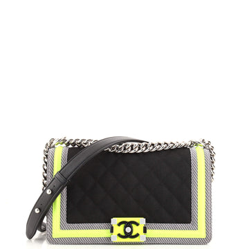 Chanel Fluo Boy Flap Bag Quilted Canvas Old Medium
