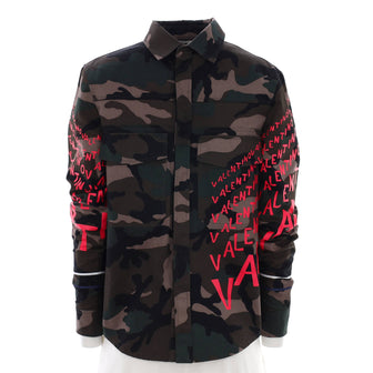 Valentino Garavani Men's Camouflage Graffiti Shirt Jacket Cotton