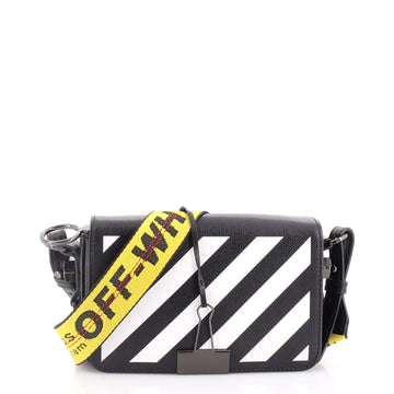 Off White Binder Clip Flap Bag Striped Leather Mini
