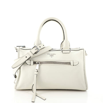 Prada Front Zip Convertible Satchel Vitello Phenix Small