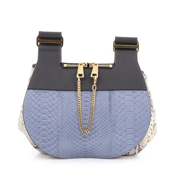 Chloe Drew Messenger Bag Python Medium Blue
