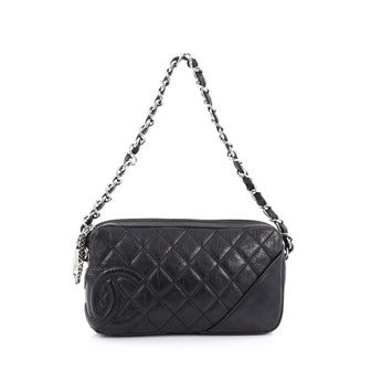 Chanel Cambon Pochette Quilted Leather Black