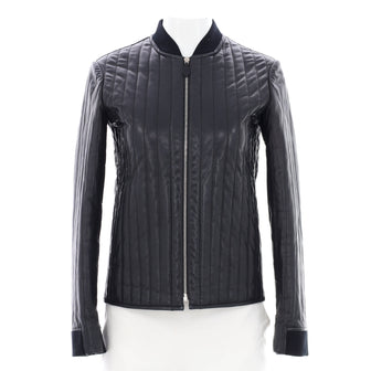 Hermes Women's Bomber Jacket Vertical Quilted Leather